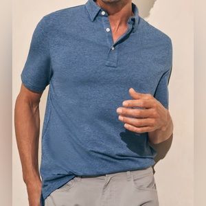 Faherty Movement ™M Short-Sleeve Polo. New. No tags. Large. Sea navy melange